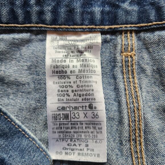 Carhartt FR Jeans Mens 33x36 Carpenter Pants Fire Resistant 2112 CAT 2 Workwear - Picture 14 of 16